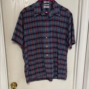 Pierre Cardin Men's Plaid Shirt in Blue and Red